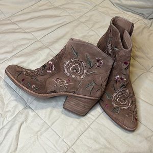 Sofft Embroidered Floral Ankle Boots